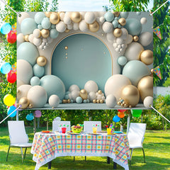 Lofaris Arch Balloons Blue Wall Birthday Cake Smash Backdrop