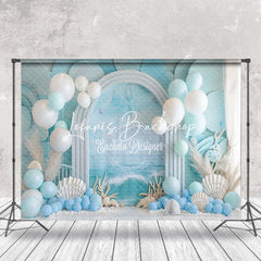 Lofaris Arch Blue Balloon Summer Coastal Cake Smash Backdrop