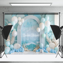 Lofaris Arch Blue Balloon Summer Coastal Cake Smash Backdrop