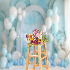 Lofaris Arch Blue Balloon Summer Coastal Cake Smash Backdrop