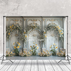 Lofaris Arch Floral White Luxury Retro Wall Wedding Backdrop