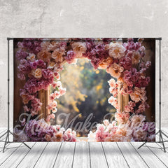 Lofaris Arch Pink Delicate Floral Bokeh Flower Backdrop