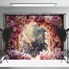 Lofaris Arch Pink Delicate Floral Bokeh Flower Backdrop