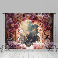 Lofaris Arch Pink Delicate Floral Bokeh Flower Backdrop