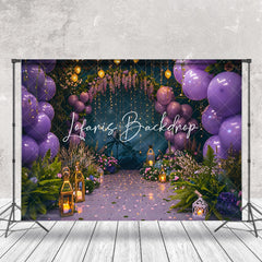 Lofaris Arch Purple Balloon Light Floral Cake Smash Backdrop