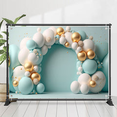 Lofaris Arch Structure Blue White Balloons Birthday Backdrop