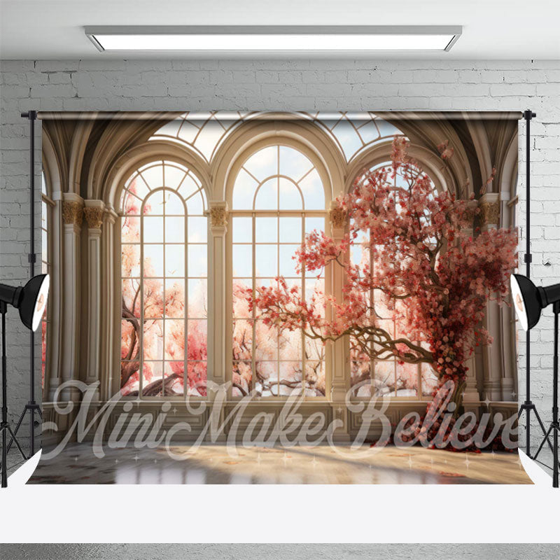 Lofaris Arched Door And Window Cherry Tree Spring Backdrop