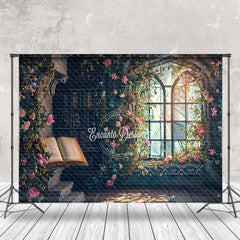 Lofaris Arched Window Flowers Book Spring Backdrop For Photo