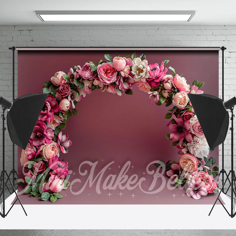 Lofaris Arched Wreath Solid Wall Floral Photography Backdrop