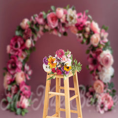 Lofaris Arched Wreath Solid Wall Floral Photography Backdrop