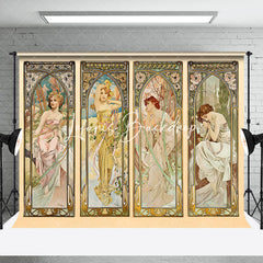 Lofaris Art Nouveau Vinatge Elegant Female Mural Backdrop