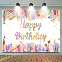 Lofaris Art Printing Brush Gold Dots Birthday Backdrop