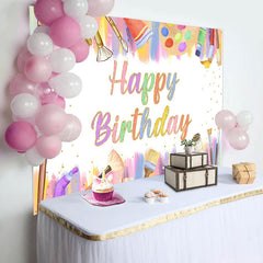 Lofaris Art Printing Brush Gold Dots Birthday Backdrop