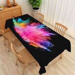 Lofaris Artistic Colorful Smoke Pattern Black Tablecloth