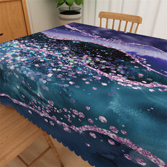 Lofaris Artistic Diamonds Purple Green Abstract Tablecloth