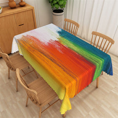 Lofaris Artistic Faded Rainbow Color Brush Painting Tablecloth