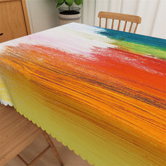 Lofaris Artistic Faded Rainbow Color Brush Painting Tablecloth