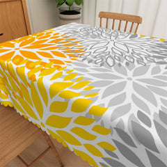 Lofaris Artistic Orange Grey Yellow Floral Pattern Tablecloth