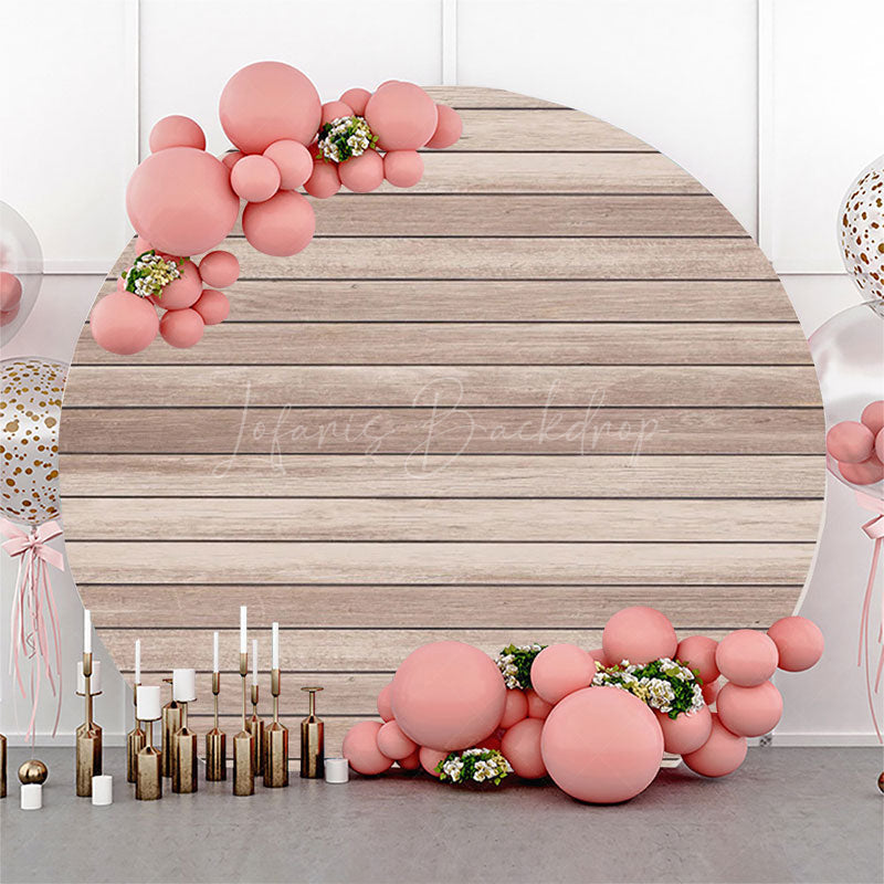 Lofaris Artistic Wood Plank Simple Circle Birthday Backdrop