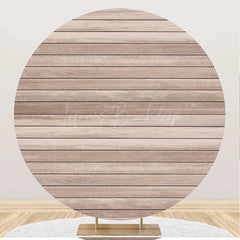 Lofaris Artistic Wood Plank Simple Circle Birthday Backdrop