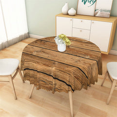 Lofaris Assorted Brown Wooden Pattern Retro Round Tablecloth