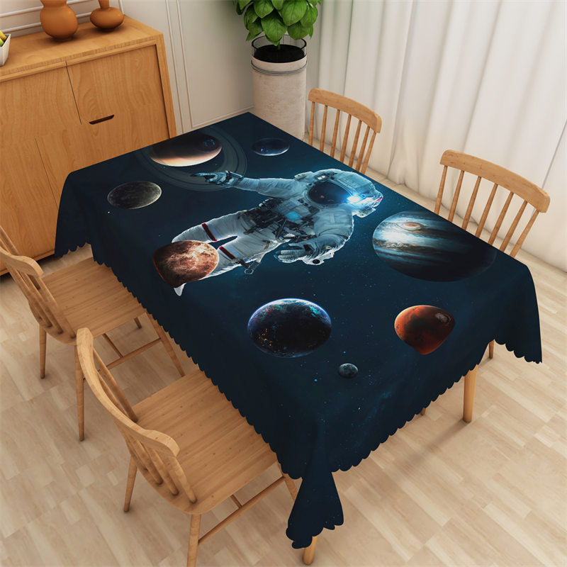 Lofaris Astronaut Planet Deep Color Rectangle Tablecloth