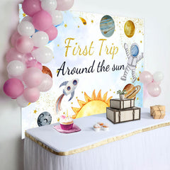 Lofaris Astronaut Planet First Trip Birthday Backdrop