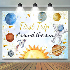 Lofaris Astronaut Planet First Trip Birthday Backdrop