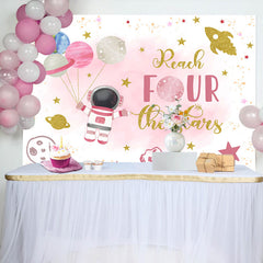 Lofaris Astronaut Reach Four The Stars 4th Birthday Backdrop