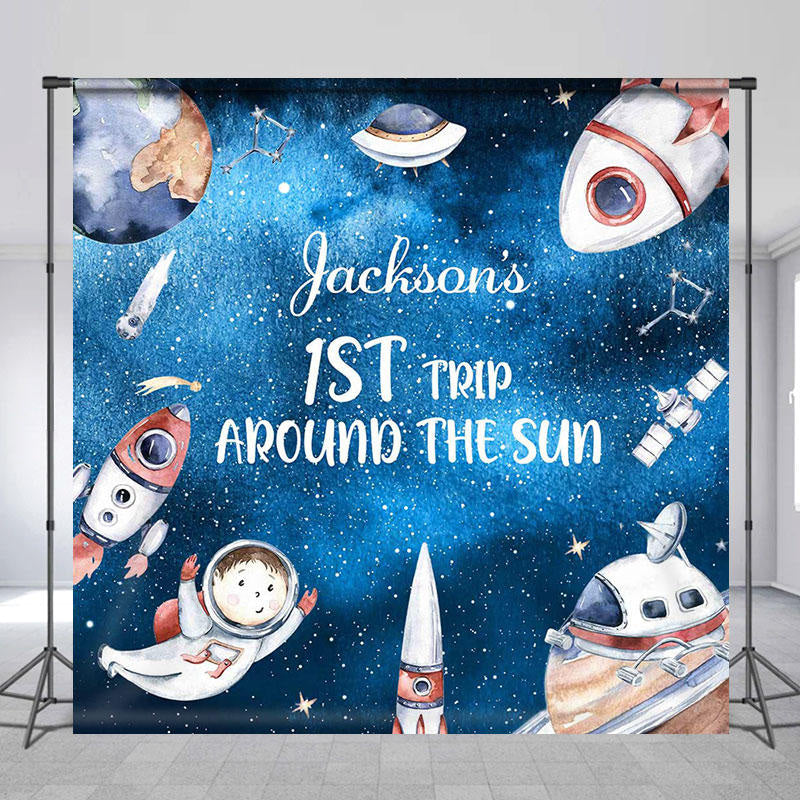 Lofaris Astronaut Universe Trip Custom Baby Shower Backdrop