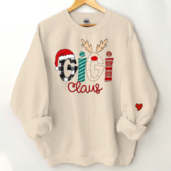 Lofaris Aunt Claus Christmas Stripes Custom Name Sweatshirt