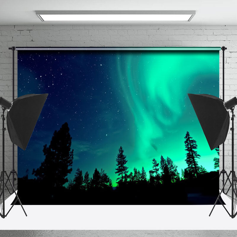 Lofaris Aurora Light Star Night Black Forest Photo Backdrop