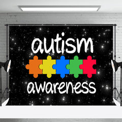 Lofaris Autism Awareness Puzzle Black Starry Sky Backdrop