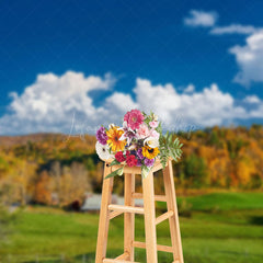 Lofaris Autumn Colorful Woods Under Blue Sky Photo Backdrop