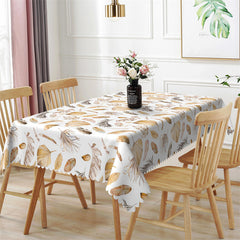 Lofaris Autumn Fallen Leaves Brown Pattern White Tablecloth