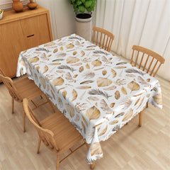 Lofaris Autumn Fallen Leaves Brown Pattern White Tablecloth