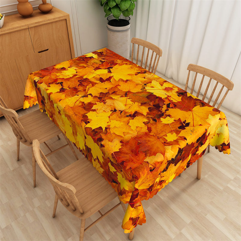 Lofaris Autumn Fallen Maple Leaf Orange Rectangle Tablecloth