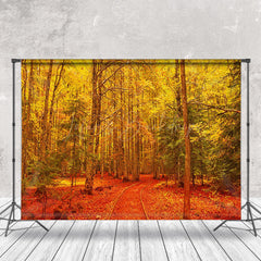 Lofaris Autumn Golden Leaves Forest Photography Backdrop