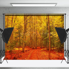 Lofaris Autumn Golden Leaves Forest Photography Backdrop