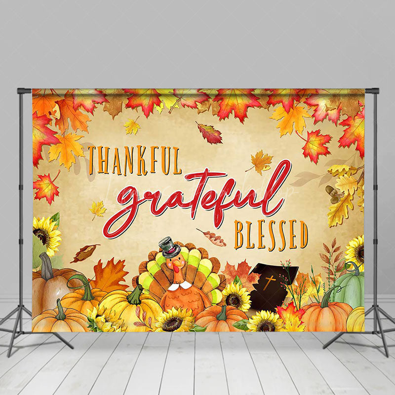 Lofaris Autumn Maple Leaf Thankful Grateful Blessed Backdrop