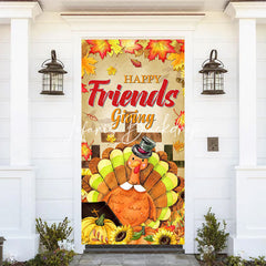 Lofaris Autumn Maple Turkey Happy Friends Giving Door Cover