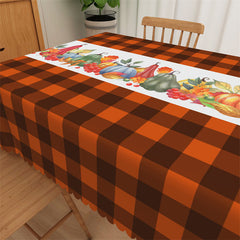 Lofaris Autumn Plants Orange Plaid Decorative Tablecloth