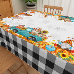 Lofaris Autumn Pumpkin Black White Plaid Home Tablecloth