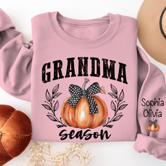 Lofaris Autumn Pumpkin Bow Tie Grandma Custom Sweatshirt