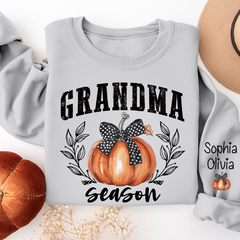 Lofaris Autumn Pumpkin Bow Tie Grandma Custom Sweatshirt