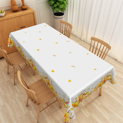 Lofaris Autumn Pumpkin Leaves White Rectangle Tablecloth