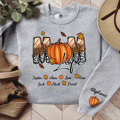 Lofaris Autumn Pumpkin Leopard Mom Life Custom Sweatshirt