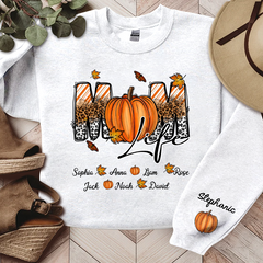 Lofaris Autumn Pumpkin Leopard Mom Life Custom Sweatshirt