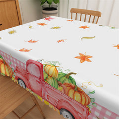 Lofaris Autumn Pumpkin Yellow Defoliation Truck Tablecloth