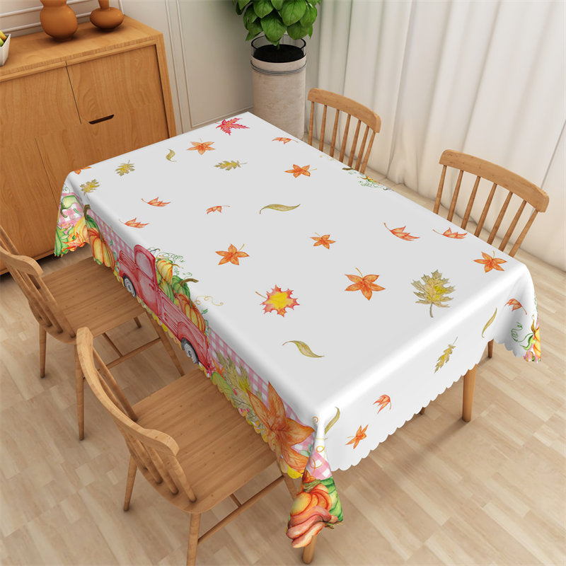 Lofaris Autumn Pumpkin Yellow Defoliation Truck Tablecloth